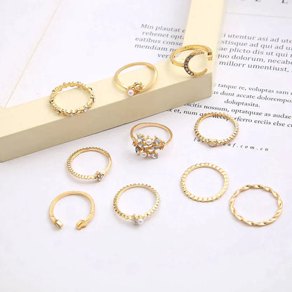 10er-Pack böhmische versilberte und vergoldete Ringe 