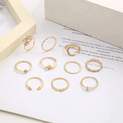 10er-Pack böhmische versilberte und vergoldete Ringe 