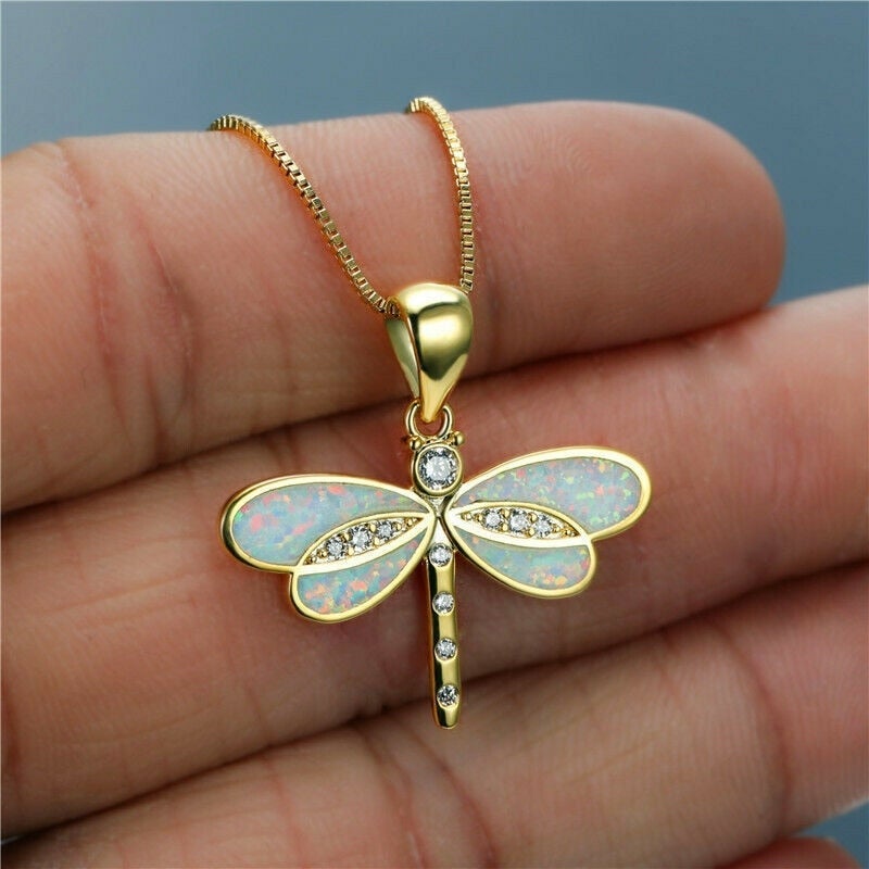 Libellenkette in Gold mit Opal 