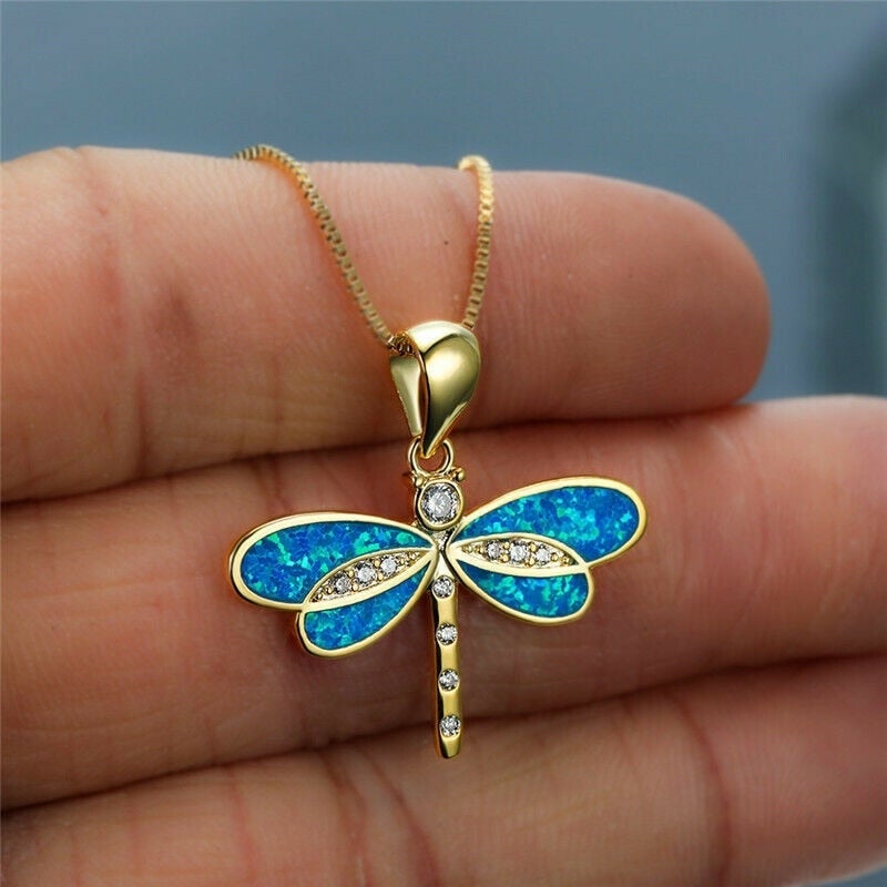 Libellenkette in Gold mit Opal 