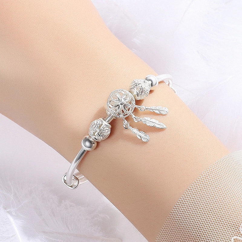 Verstellbares Traumfänger-Armband aus 925er Silber 
