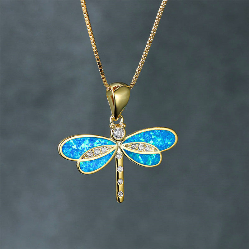 Libellenkette in Gold mit Opal 