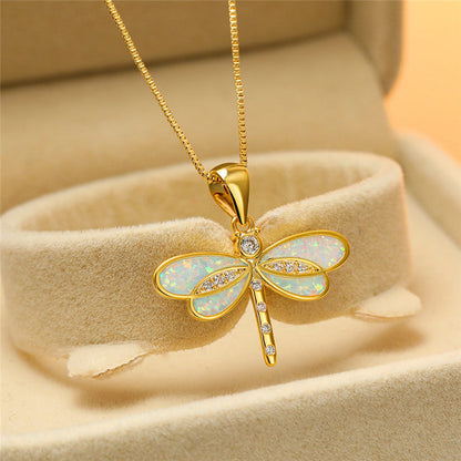 Libellenkette in Gold mit Opal 