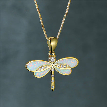 Libellenkette in Gold mit Opal 