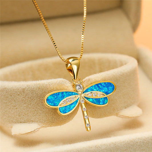 Libellenkette in Gold mit Opal 
