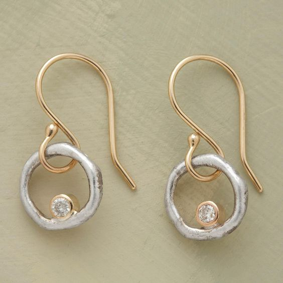 Vintage Gold &amp; Silber Zirkonia Ohrringe