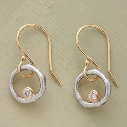 Vintage Gold &amp; Silber Zirkonia Ohrringe