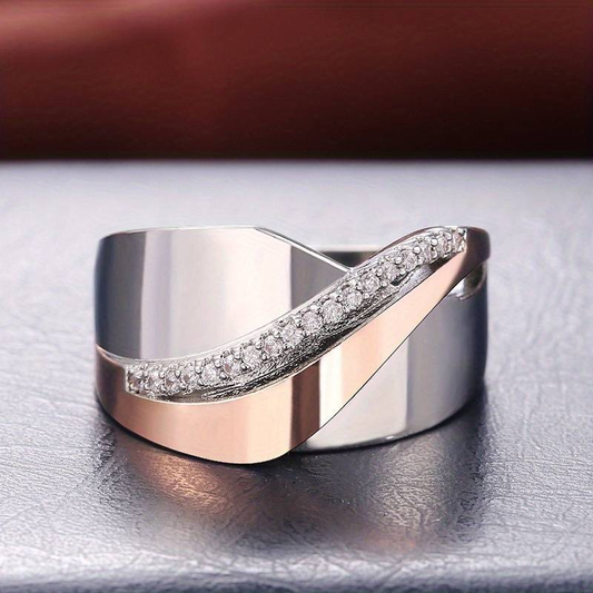Vintage Roségold &amp; Silber Zirkonia Ring 
