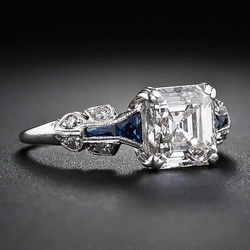Brillanter Vintage Ring in Blau und Silber 