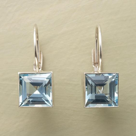 Vintage Blaue Kubische Glasohrringe 