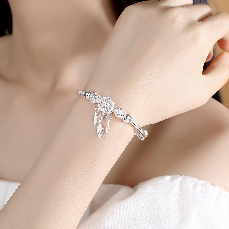 Verstellbares Traumfänger-Armband aus 925er Silber 